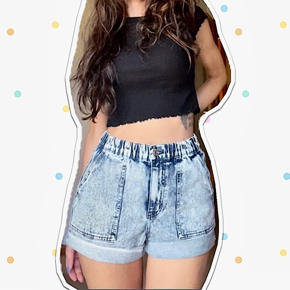 Wild Fable High Rise Acid Wash Denim Shorts Cuffed Hem Size XS - Picture 2 of 5